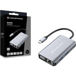 Conceptronic Dock USB-C->HDMI,VGA,GbE,3xUSB3.0,100WPD